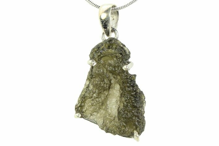 Green Moldavite Tektite Pendant ( g) - Czech Republic #359313